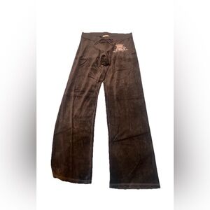 Juicy Couture Vintage Y2k Brown Velour Track Pants Women's Size M Bling Front